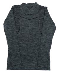 Tmavošedo-černé melírované thermo triko s logem KIPSTA