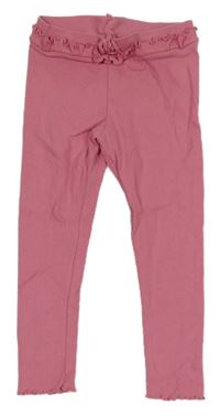 Růžové žebrované legíny s volánkem PRIMARK