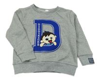 Sivá melírovaná mikina s písmenkom a klukem diddikicks