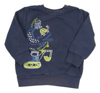 Tmavomodrá mikina so zvieratkami a buldozerem George