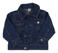 Tmavomodrá rifľová bunda s golierikom mick mack