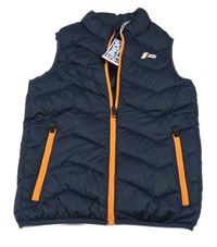 Nové - tmavomodrá prošívaná šusťáková zateplená vesta s logem JACK&JONES