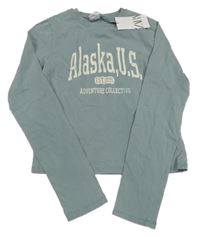 Nové - břidlicové crop tričko s nápismi ZARA