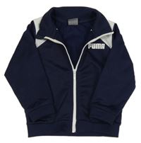 Tmavomodro-bílá propínací sportovní mikina s logem PUMA