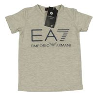 Nové - světlešedé melírované tričko s 3D logem EMPORIO ARMANI