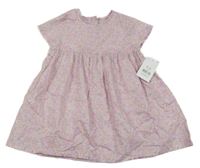 Nové - svetloružové kvietkovane plátenné šaty George