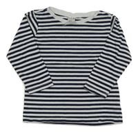 Tmavomodro-bílé pruhované triko H&M