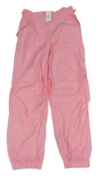 Nové - růžové paper bag cuff plátěné kalhoty PRIMARK