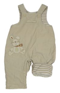 Světlebéžové šusťákové zateplené laclové kalhoty se zajíčkem Rock-a-bye baby