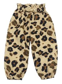 Béžové nohavice s leopardím vzorom a mašlou