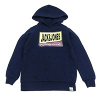 Tmavomodrá mikina s logem a kapucí Jack&Jones 