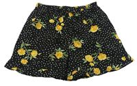 Čierne bodkovaná é ľahké kraťasy s kvetmi Primark
