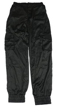 Černé šusťákové cargo cuff kalhoty Matalan