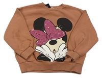 Hnědá mikina s Minnie s flitry Zara