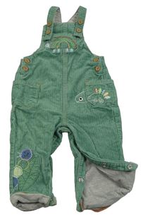 Zelené manšestrové podšité laclové kalhoty s chameleonem Mothercare