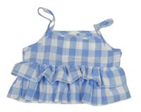 Světlemodro-biely kockovaný vrstvený crop top zn. Shein