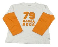 Bílo-oranžové triko s číslem Kangaroos