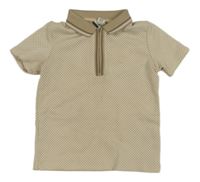 Béžovo-bílé kostkované polo tričko River Island