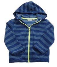 Tmavomodro-modrošedá pruhovaná fleecová prepínaci mikina s kapucňou Impidimpi