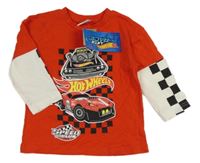Nové - Červeno-biele tričko s auty - Hot Wheels Matalan