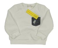 Nové - Bílá vzorovaná mikina s kapsou Shein