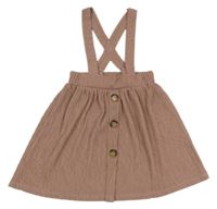 Staroružová rebrovaná sukňa s gombíkmi a trakami Tu