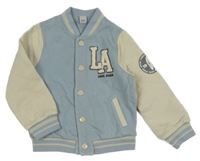 Modro-béžová baseballová mikina s nápisem Tu