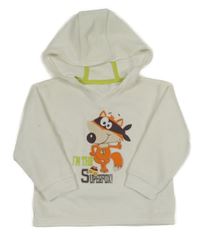 Smotanová fleecová mikina s líškou a kapucňou Ergee