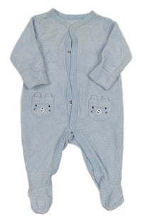 Svetlomodrý rebrovaný zamatový overal s vreckami s medveďmi C&A