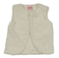 Smotanová kožušinová vesta s mašlou