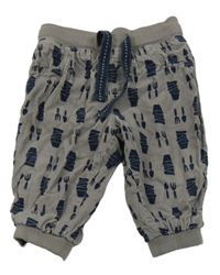 Sivé menšestrové podšité nohavice s květináči a nářadím Lupilu