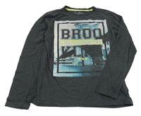 Antracitové melírované triko s potiskem Charles Vögele