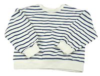 Bílo-tmavomodrá pruhovaná mikina Mango