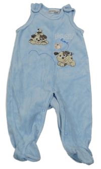 Světlemodré sametové dupačky so psy Ergee