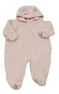 Růžová minky podšitá kombinéza s kapucí George