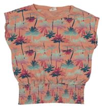 Růžové tričko s palmami S. Oliver