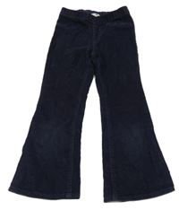 Tmavomodré manšestrové flare kalhoty H&M