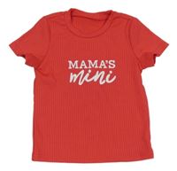 Jahodové rebrované tričko s nápisom