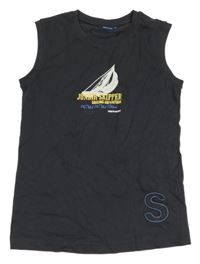 Antracitové tielko s potlačou Alive