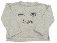 Sivá melírovaná mikina s očima Mango