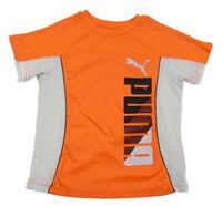Neonově oranžovo-bílé sportovní tričko s logem Puma