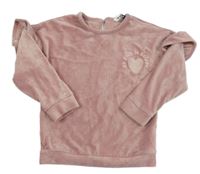 Staroružová rebrovaná plyšová mikina so srdcem a volánikmi Pep&Co