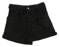 Černé riflové high waist kraťasy s páskem Y.F.K.