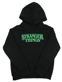 Černá mikina s nápisem a kapucí - Stranger Things H&M