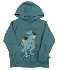 Zelená mikina s dinosaurom a kapucňou