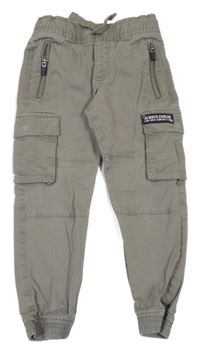 Zelenošedé plátenné cargo cuff nohavice F&F
