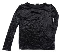 Čierne zamatové tričko H&M