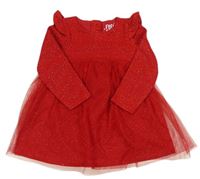 Červené trblietavé šaty s tylovou sukní F&F