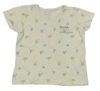 Smotanové tričko so žltymi kvety Primark