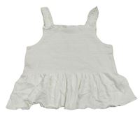 Biely žabičkovaný crop top s volánikom